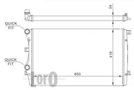 Радиатор воды Caddy III 1.9TDI BJB (+/- AC) (650x405x26) DEPO 053-017-0019