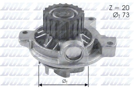 Водяной насос A6/LT/T4/Crafter 2.4D/2.5TDI (20z) DOLZ A280