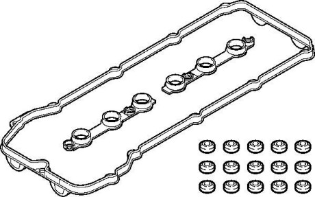 Прокладка крышки клапанов BMW 3 (E46)/5 (E39)/(E60) 2.0-3.0 00- (комплект) (+сальники) ELRING 318.600