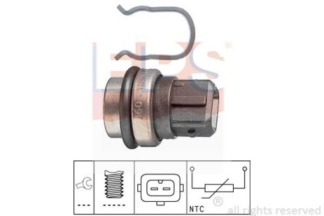 Датчик температуры ОЖ (прямоугольный разъем) (2 контакта / черный) VAG 80-99 EPS 1.830.086