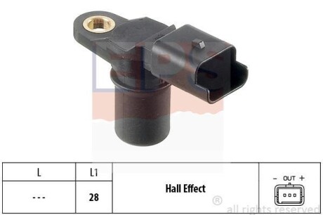 Датчик положения распредвала (3 контакта) (чувств. элемент 28 мм) 1.2-2.0 01- EPS 1.953.348