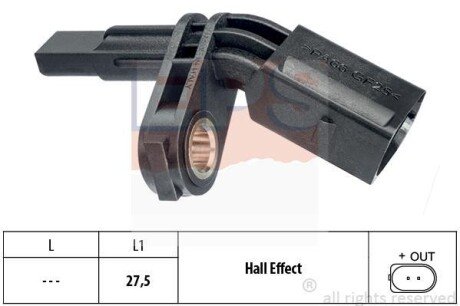 VW датчик ABS передн.лів.Golf,Passat,T5,Skoda Octavia,Seat,Audi EPS 1.960.007