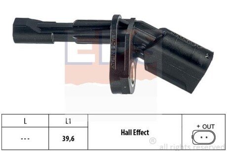 VW Датчик ABS задн.прав.T5,Passat 00-,Skoda Octavia 04-,Superb 08- EPS 1.960.008