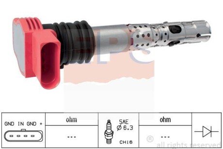 VW котушка запалювання Audi A4/6/8 2.0/3.0 00- EPS 1.970.436