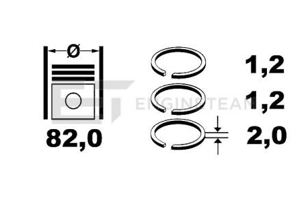 Комплект колец на поршень ET ENGINETEAM R1000100