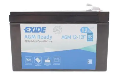 Акумуляторна батарея 12Ah/150A (150x100x100/+L/B0) (AGM) (мото) EXIDE AGM12-12F