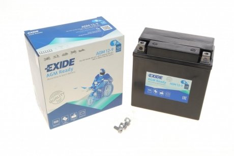 Аккумуляторная батарея 9Ah/120A (135x75x139/+L/B0) (AGM) (мото) EXIDE AGM12-9