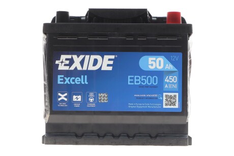 Аккумуляторная батарея 50Ah/450A (207x175x190/+R/B13) Excell EXIDE EB500