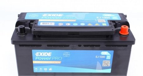 Аккумуляторная батарея 100Ah/850A (353x175x190/+R/B13) POWERPRO (AGRI & CONSTRUCTION) EXIDE EJ1000