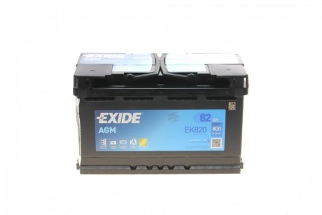 Аккумуляторная батарея 82Ah/800A (315x175x190/+R/B13) (Start-Stop AGM) (аналог EK800) EXIDE EK820