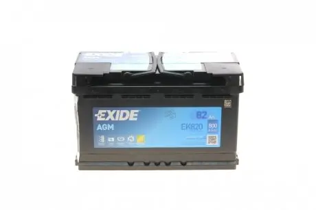 Акумуляторна батарея 82Ah/800A (315x175x190/+R/B13) (Start-Stop AGM) (аналолг EK800) EXIDE EK820