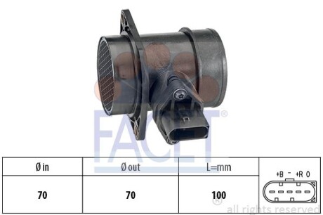 Расходомер воздуха (5 конт.) SKODA SUPERB/VW PASSAT 1.8 00-08 FACET 10.1212