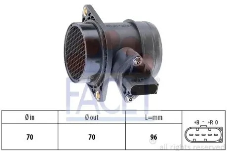 Витратомір повітря (5 конт.) VW T4/LT II 1.9D/2.5D 95-06 (L=96) FACET 10.1284