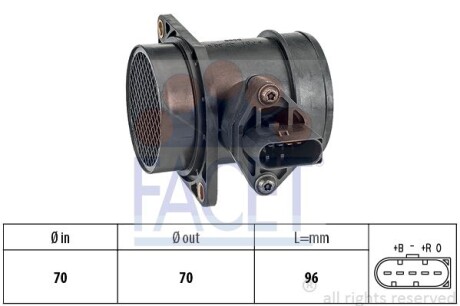 Расходомер воздуха (5 конт.) AUDI A4/VW GOLF IV/SKODA OCTAVIA 1.8T 96-10 FACET 10.1441