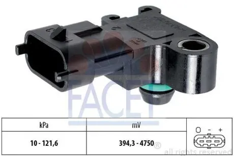 Датчик тиску наддуву Chevrolet Aveo/Opel Astra/Corsa 1.0-1.8 i/Turbo 06-> FACET 10.3195