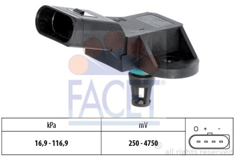 Датчик тиску наддуву Audi A4/A5/A6/A8/VW Passat 1.8-5.2 TFSI/TDI/FSI/T/i 97-> FACET 10.3226