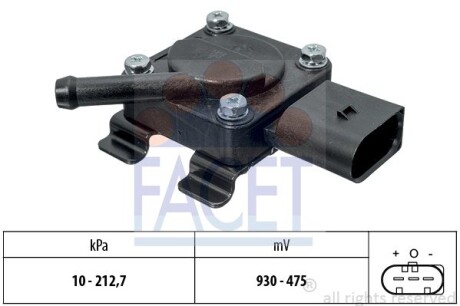 Датчик давления выхлопных газов BMW 1/3/5/7/X3/X5 2.0-4.5 d 02-> FACET 10.3312