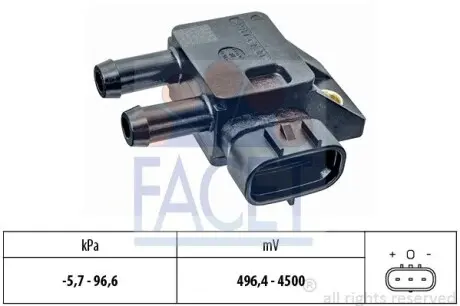 Датчик тиску вихлопних газів Toyota AVENSIS III 2.0 D-4D (ADT270_) (12-18) FACET 10.3333