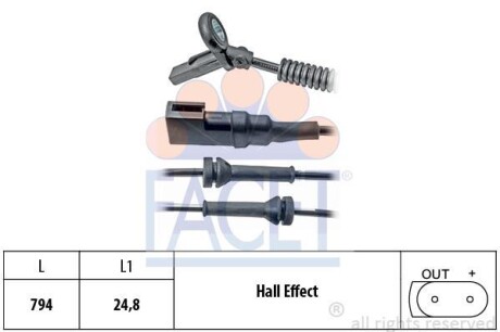 Датчик ABS передній Ford Fusion 02-13 (790 мм) FACET 21.0151