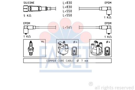 Комплект кабелів запалення FACET 47159