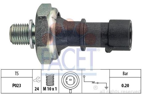 Датчик тиску оливи (0,2 bar/1 конт./чорний) Astra J/H/Zafira B/Cruze 03- 1.7CDTi FACET 7.0170