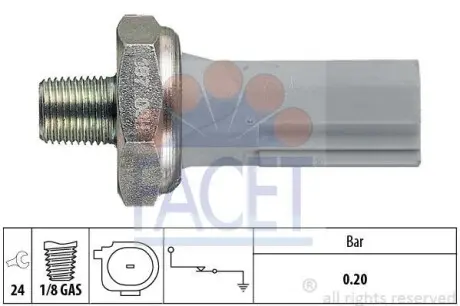 Датчик тиску оливи (0,2bar/1 конт./сірий) Lancer 08-/ASX/Outlander 06-/Smart 07- FACET 7.0187