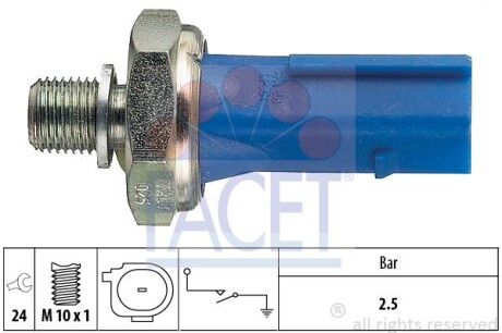 Датчик давления масла Audi A4/A6/Skoda Octavia/Superb/VW Caddy/Golf/Passat/Tiguan 1.0-3.0 04- FACET 7.0192