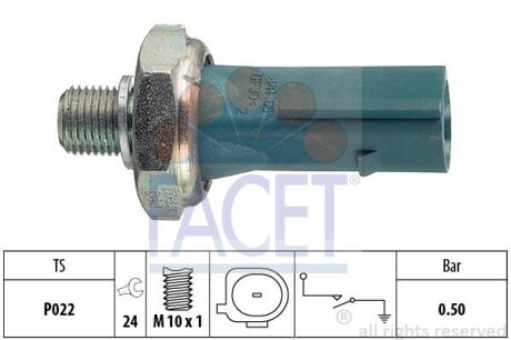 Датчик давления масла Audi A4/A6/Skoda Fabia/Rapid/VW Caddy/Golf/Passat/Touran 1.2-4.2 03- FACET 7.0196