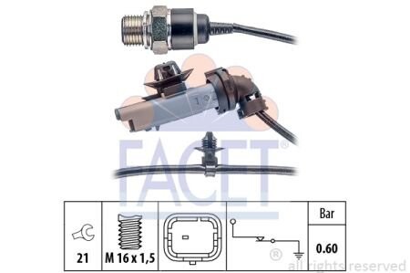 Датчик давления масла (0,5bar/1 конт./серий) Berlingo/Partner/C4/308 09- 1.6HDi FACET 7.0199