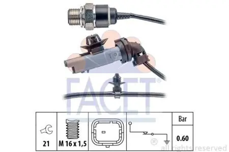 Датчик тиску олії (0,5bar/1 конт./серій) Berlingo/Partner/C4/308 09- 1.6HDi FACET 7.0199