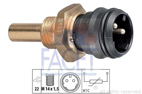 Датчик температуры OM602 (2-фишки) черный FACET 7.3183