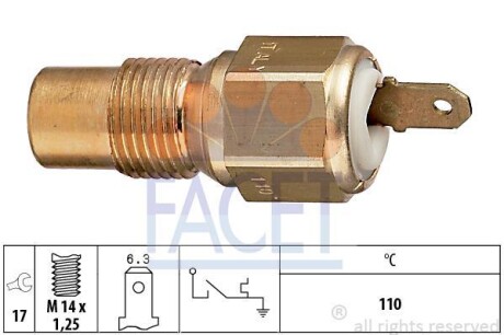 Датчик включения вентилятора Peugeot 405 ii 1.9 d (97-99) FACET 7.4030