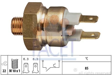 Датчик температуры VW Passat 2.0/2.2 83-88/Audi 100/90/A6 2.0-2.5 83-96 FACET 7.4056