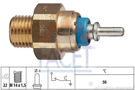 Датчик температури охолоджуваної рідини Mercedes Benz W124/201/T1/T2 M102/OM602/603 77-> FACET 7.4070