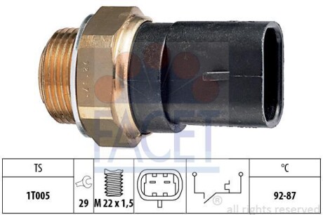 Датчик вмикання вентилятора Fiat Panda/Tempra/Tipo/Uno 0.8-2.8 79- FACET 7.5031