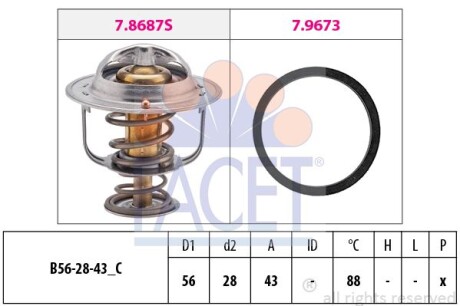 Термостат Toyota Avensis 2.0 (azt250_) (03-08) FACET 7.8688