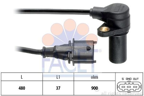 Датчик колінвала Fiat PUNTO,BRAVA,BRAVO/Lancia KAPPA 1.9D/2.4D 96- FACET 9.0169