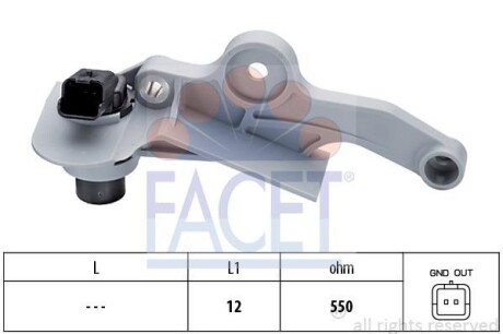 Датчик оборотов коленвала Citroen C4 i 1.6 16v (04-11) FACET 9.0299