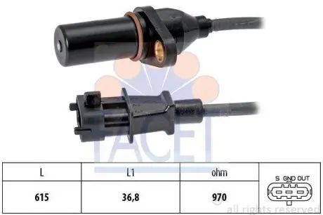 Датчик обертів колінвала Hyundai Santa fe ii 2.2 crdi (06-12) FACET 9.0569