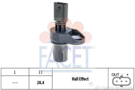 Датчик положения распределителя BMW 1/2/3/4/5/6/7/X1/X3/X4/X5/X6 1.6-3.0 d 03-> FACET 9.0757