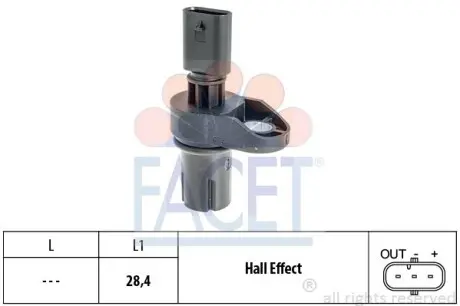 Датчик положення розподілвалу BMW 1/2/3/4/5/6/7/X1/X3/X4/X5/X6 1.6-3.0 d 03-> FACET 9.0757