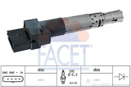 Котушка запалювання Audi Tt 3.2 v6 quattro (06-10) FACET 9.6334