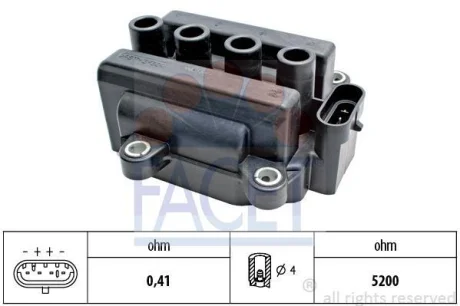 Катушка зажигания Renault Logan (05-), Clio (01-) 1.0i, 1.2 16V (9.6418) FACET 96418