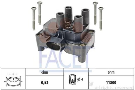 Катушка зажигания Ford Focus, Fiesta, Mondeo, Transit Connect (95-13) 1.3i-2.0i FACET 96432