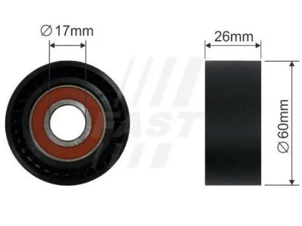 Ролик натяжителя поликлинового ремня (17x60x26) Fiat PSA Toyota 1.4-1.6 01- FAST FT44565