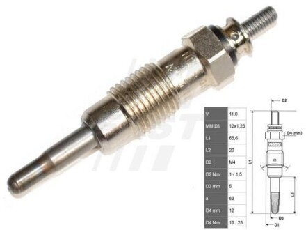 Свічка Накалу 2.5 D/Td 94- FAST FT82722