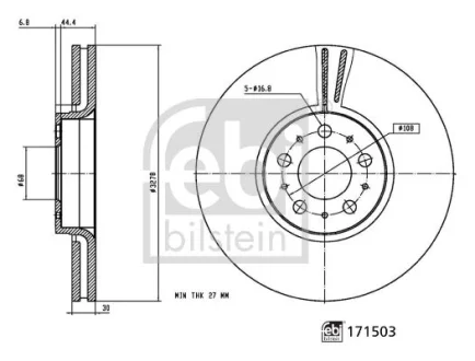 FEBI диск гальмівний передній VOLVO XC90 I 2.4D-4.4 10.02-12.14 FEBI BILSTEIN 171503