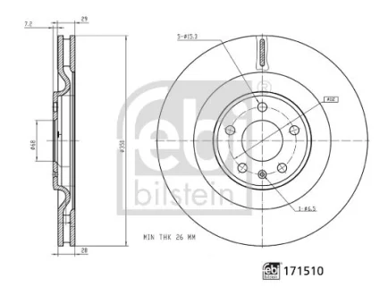 FEBI AUDI гальмівний диск задн. A6 Allroad C8 19-, E-TRON 19-, Q7 15- FEBI BILSTEIN 171510