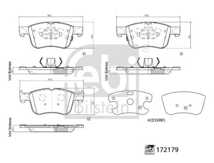 FEBI гальм. колод. передн. FORD FOCUS 1.0 EcoBoost 18- FEBI BILSTEIN 172179