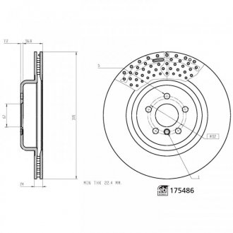 Диск гальмівний (задній) 5 (G30/F90)/X5 (G05)/X6 (G06) 18-(370x24) FEBI BILSTEIN 175486